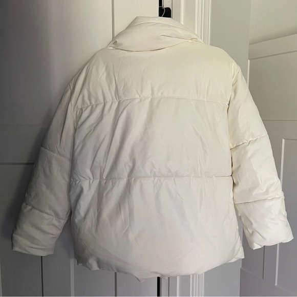 Anthropologie Avec Les Filles Faux Leather White Puff Quilted Coat - Picture 5 of 5